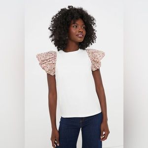 Tuckernuck Hyacinth House Floral Sleeve and White Shelby Tee (size L)